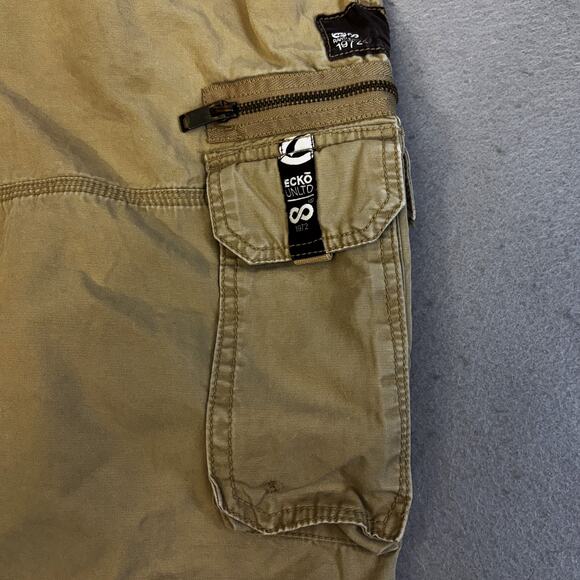 Vintage Ecko Unltd Cargo Shorts Mens 40 RARE Camo Pocket Beige Utility Raw Uncut - Picture 2 of 12